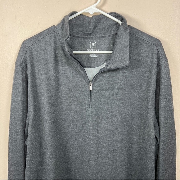 NEW GEORGE XL DARK GREY PULLOVER JACKET ZIP COLLAR STRETCH GOLF ATHLETIC - Picture 2 of 10